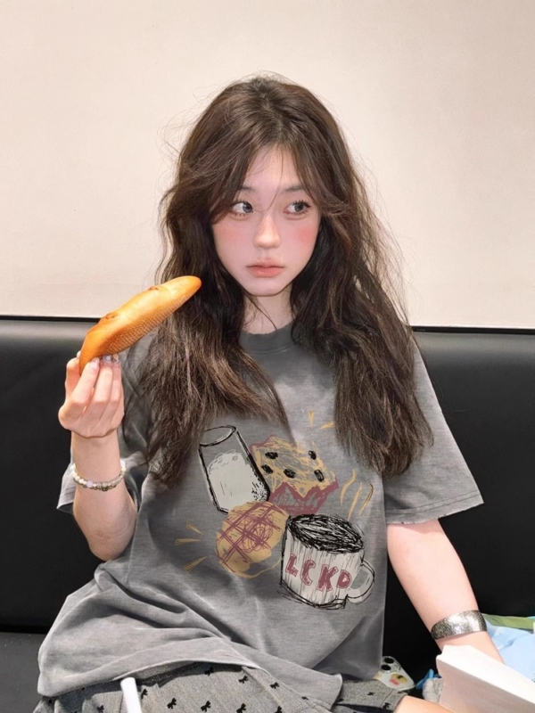 胖MM特大碼卡通印花短袖T恤
