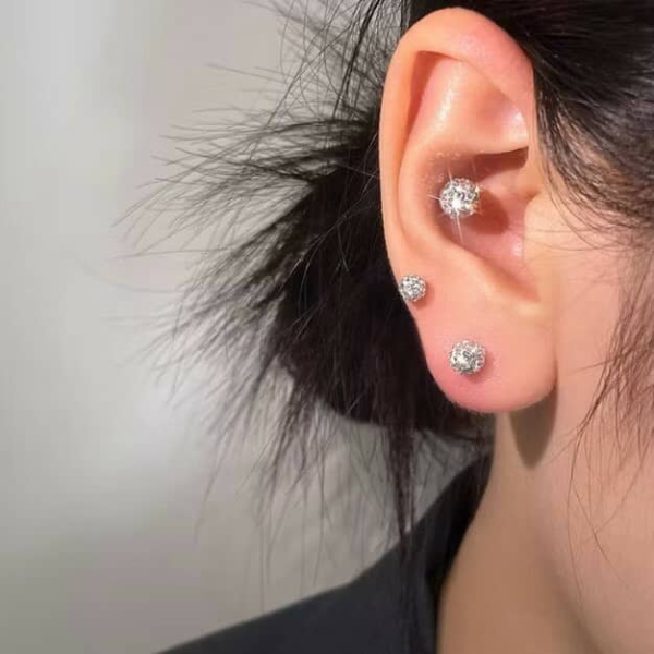 925銀針 滿鑽耳環｜閃耀氣質 高級感小巧耳飾 女生日常百搭