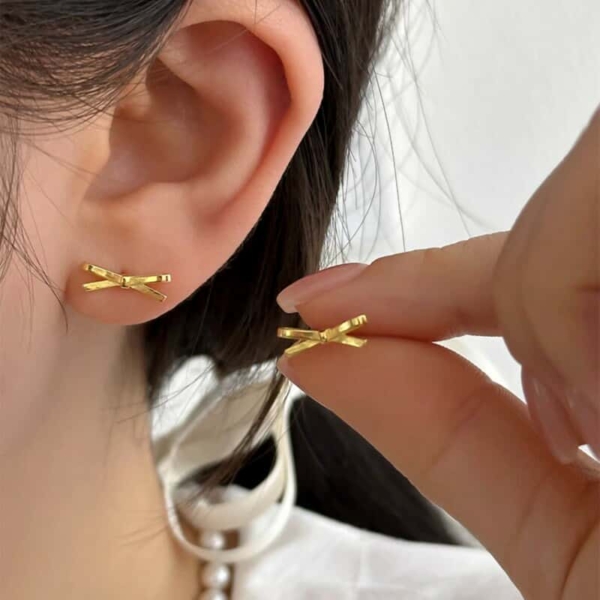 蝴蝶結耳環｜925銀針 簡約啞光質感 氣質百搭小巧款