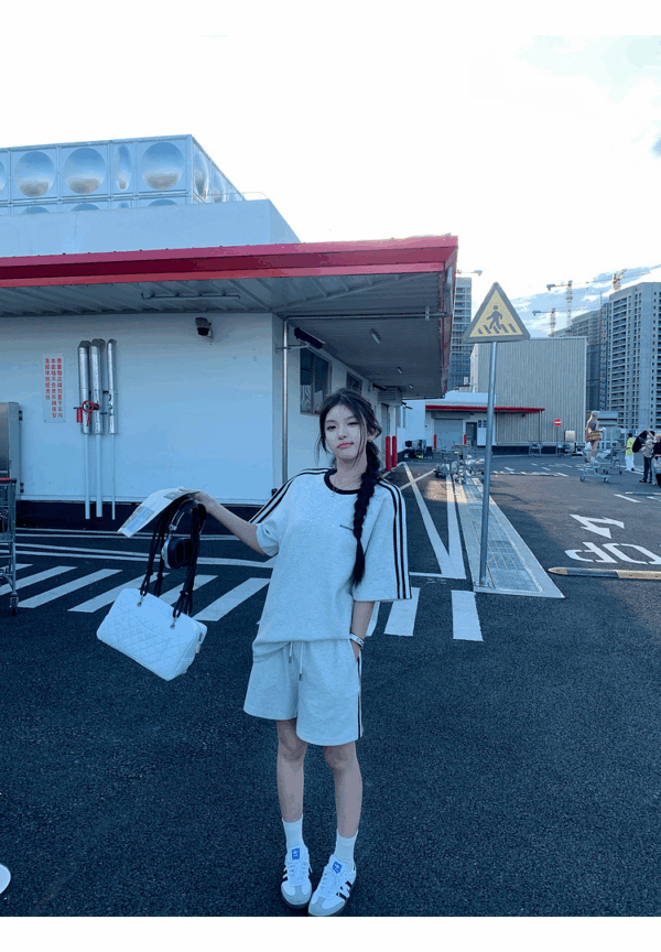 歐貨純棉休閒運動服 | 時尚套裝女夏學生寬鬆韓版短袖+短褲跑步兩件套