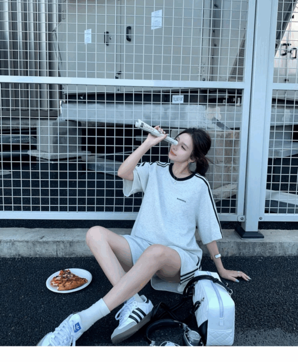 歐貨純棉休閒運動服 | 時尚套裝女夏學生寬鬆韓版短袖+短褲跑步兩件套