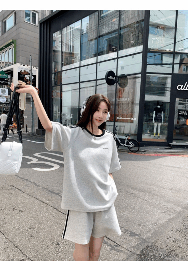 歐貨純棉休閒運動服 | 時尚套裝女夏學生寬鬆韓版短袖+短褲跑步兩件套