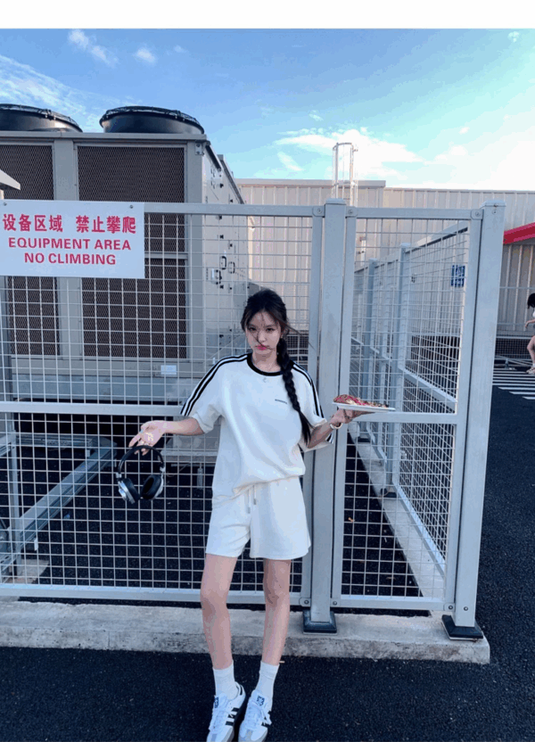 歐貨純棉休閒運動服 | 時尚套裝女夏學生寬鬆韓版短袖+短褲跑步兩件套
