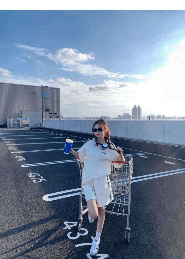歐貨純棉休閒運動服 | 時尚套裝女夏學生寬鬆韓版短袖+短褲跑步兩件套
